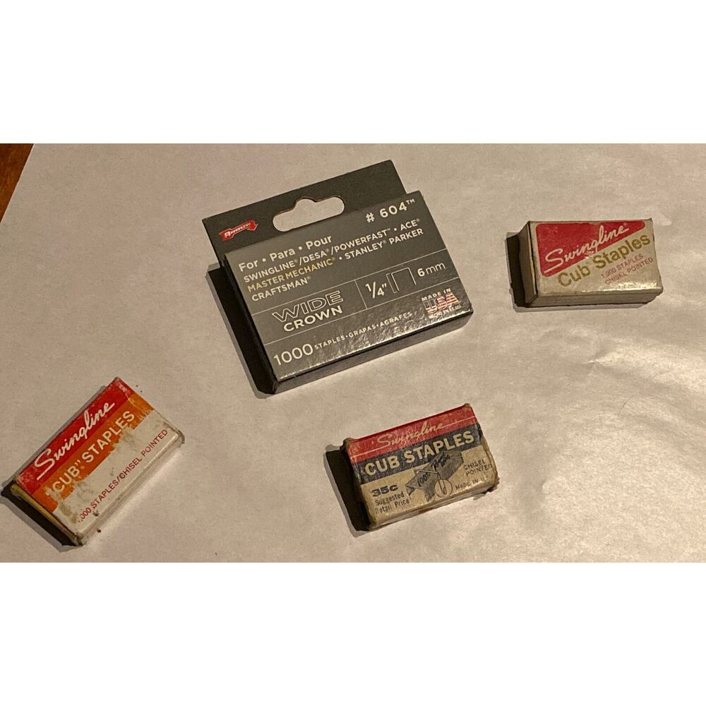NOS USA Swingline Cub Staples Wide‎ Crown 1/4 6 mm staples Office Supplies VTG